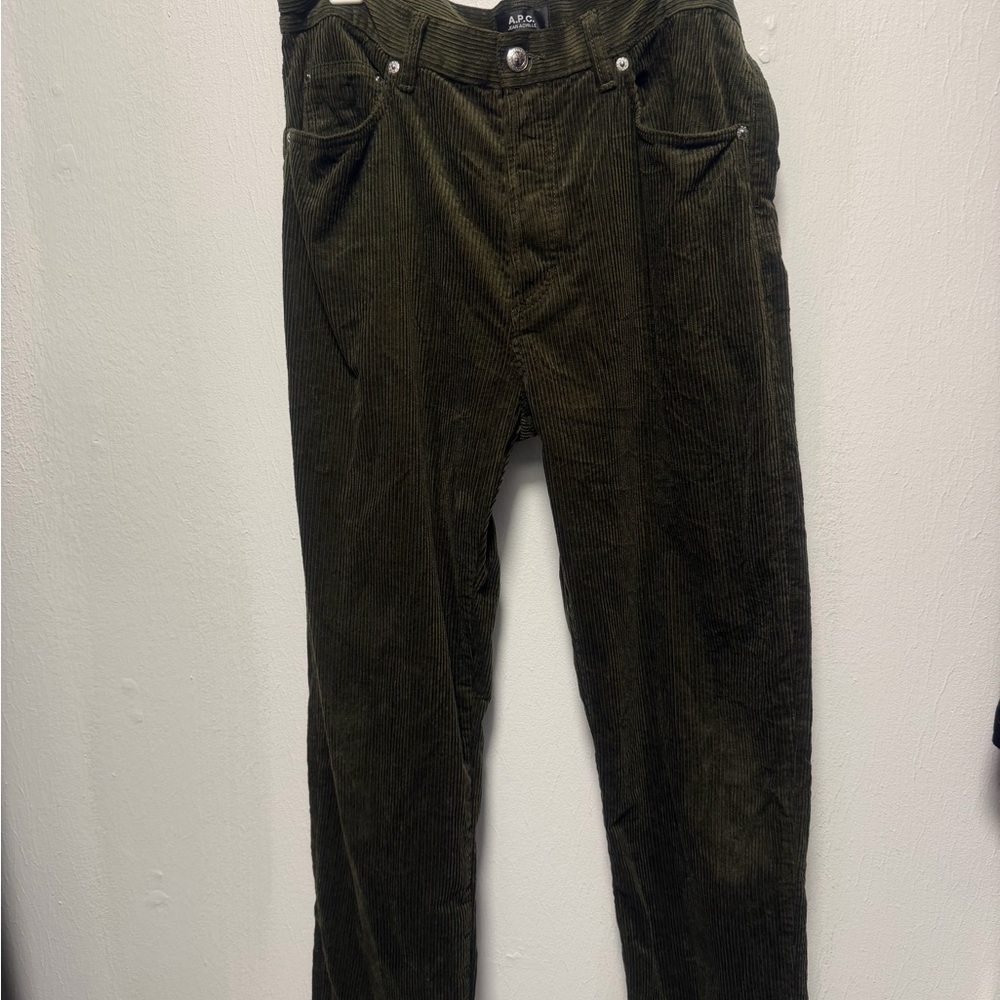 A.P.C. Men's Corduroy Pants - Dark Olive